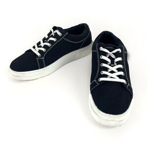 Arizona Womens Canvas Sneakers Shoes Black Lace up Thick soles Low top SZ 10